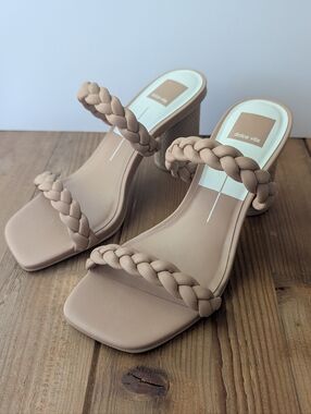 Dolce Vita Nairi Woven Cafe Stella Taupe Braided Double-Strap Block Heel Sandal